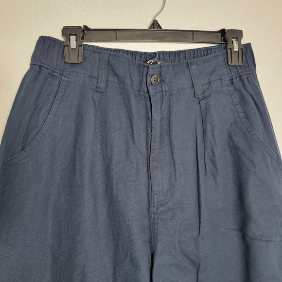 MADEWELL Navy Tall Cotton-Linen Pleated Wide-Leg Pants NE116 NWT TALL - Picture 4 of 11